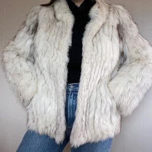 1980s Vintage Natural Silver/Blue Saga Fox Jacket